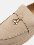 PAZZION, Phoenix Knot Detail Suede Loafers, Almond