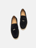 PAZZION, Phoenix Knot Detail Suede Loafers, Black