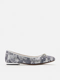 PAZZION, Queenie Bow Glitter Ballerinas, Pewter