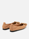 PAZZION, Sage Brass Gold Buckled Flats, Almond