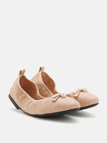 Simona Quilted Bow Pearl Foldable Flats