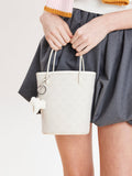 PAZZION, Stormy Monogram Bucket Bag, Beige