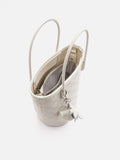 PAZZION, Stormy Monogram Bucket Bag, Beige