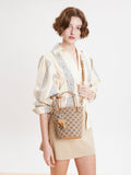 PAZZION, Stormy Monogram Bucket Bag, Brown