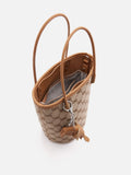 PAZZION, Stormy Monogram Bucket Bag, Brown