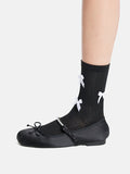 PAZZION, Vesper Ribbon Bow Socks, Black