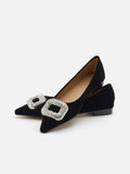 PAZZION, Vickie Embellished Suede Flats, Black