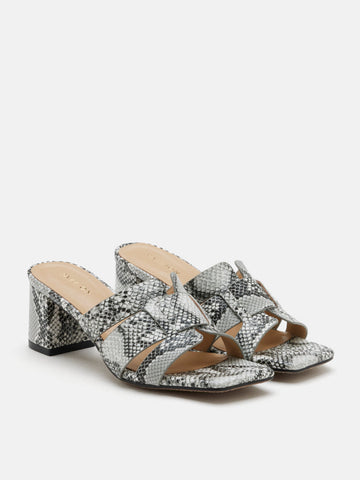 Virginia Snake-Print Leather Heels