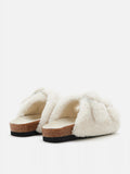 PAZZION, Winnie Buckle Detailed Wool Slides, Beige