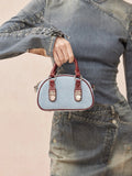 PAZZION, Yvonne Denim Top Handle Bag, Wine