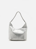 PAZZION, Zana Braided Handle Tote Bag, Silver