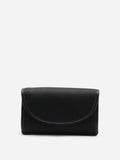 PAZZION, Zilla Leather Flap Bag, Black