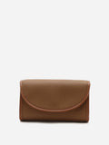 PAZZION, Zilla Leather Flap Bag, Brown